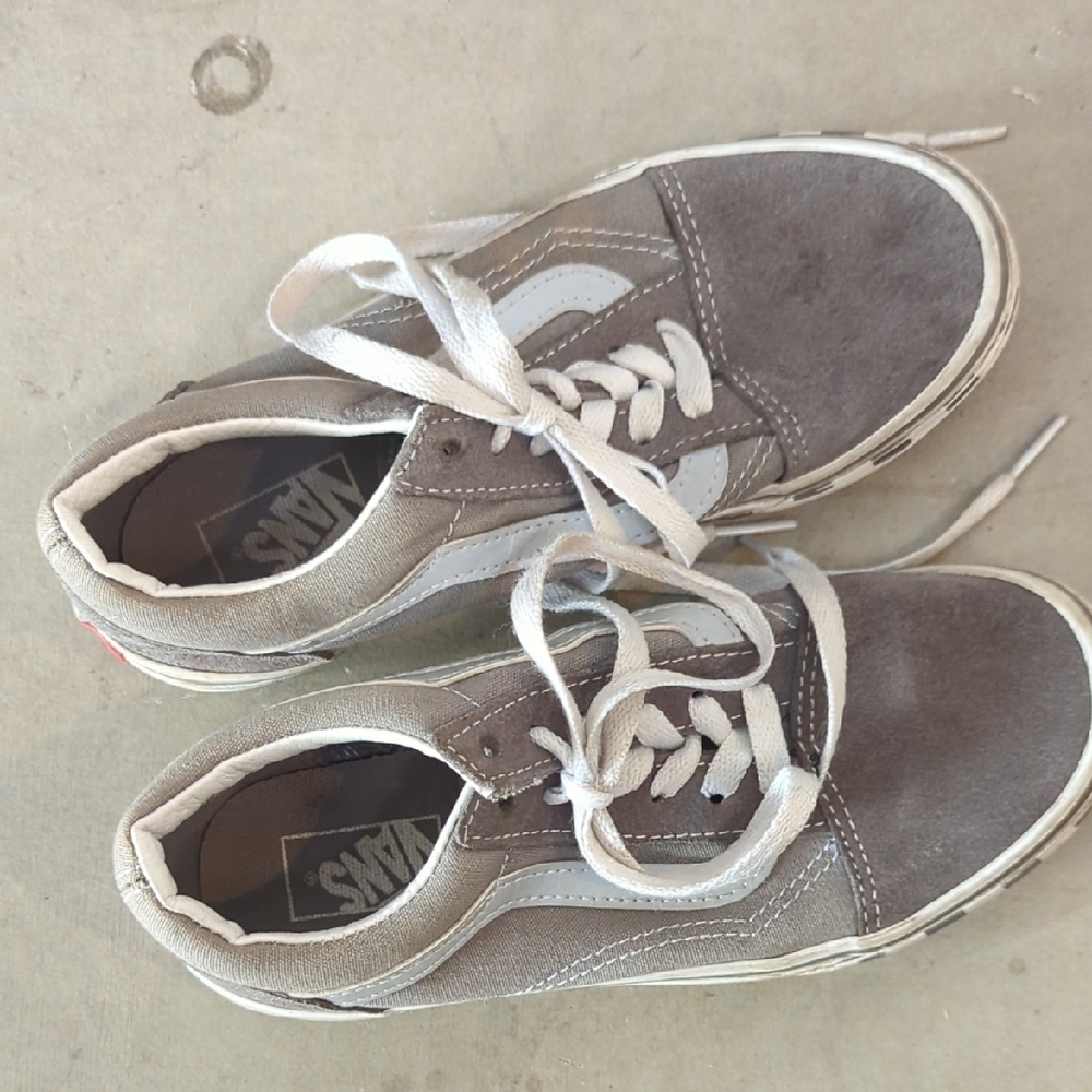 Vans Old Skool Gray Suede‎ Checker Low Sneakers Kids 2.5